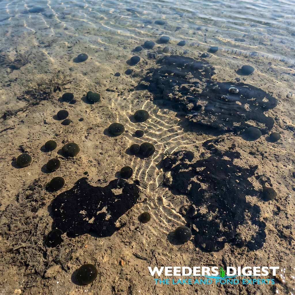 <p>Are Those Black Spots in Your Shallow Water Algae or Something Else?</p>
<p>The black spots or jelly-like blobs resting in your shallow water are most likely benthic cyanobacteria&mdash;specifically Nostoc or Lyngbya&mdash;or localized accumulations of decaying organic muck. While property owners frequently mistake...</p>
<p><a href="/lake-and-pond-science/are-those-black-spots-in-your-shallow-water-algae-or-something-else/">Read more</a></p>