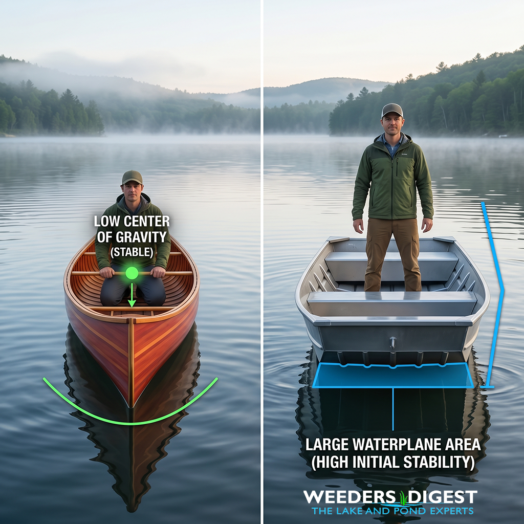 <p>Why My Canoe Feels Like a Balancing Act: The Secret to Staying Dry</p>
<p>Whenever I&rsquo;m out on the water, the difference between a canoe and a flat-bottom boat is instantly noticeable. If I try to stand up in my canoe, it feels like the boat is actively trying to toss me into the lake. This happens because canoes are...</p>
<p><a href="/lake-and-pond-science/why-my-canoe-feels-like-a-balancing-act-the-secret-to-staying-dry/">Read more</a></p>