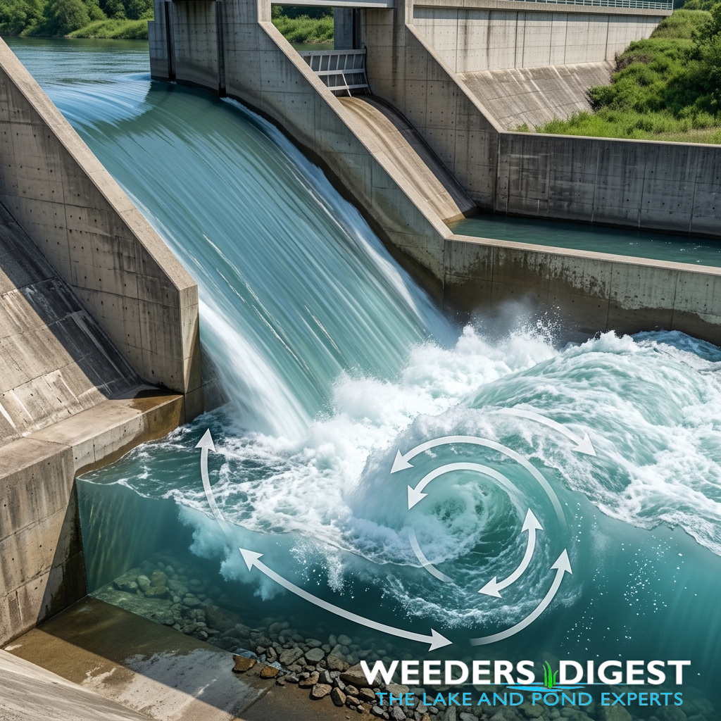 <p>Why Your Local Spillway is More Dangerous Than It Looks: Understanding the "Drowning Machine"</p>
<p>When you look at water flowing over a dam or spillway, it often looks like a smooth, peaceful slide. However, the area right at the bottom is one of the most violent and deceptive environments in nature. The extreme turbulence you see is caused by a massive amount of energy being released all at...</p>
<p><a href="/lake-and-pond-science/why-your-local-spillway-is-more-dangerous-than-it-looks-understanding-the-drowning-machine/">Read more</a></p>